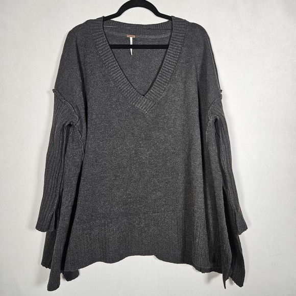Free People Sweaters - Free Purple Sweater M Orion A Line Tunic Oversized Ribbed Carbon Lagenlook Boho